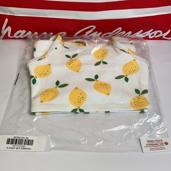 Hanna Andersson NWT Sunblock Tankini Swimsuit Lemons Print White & Yellow Scandi - Picture 3 of 9
